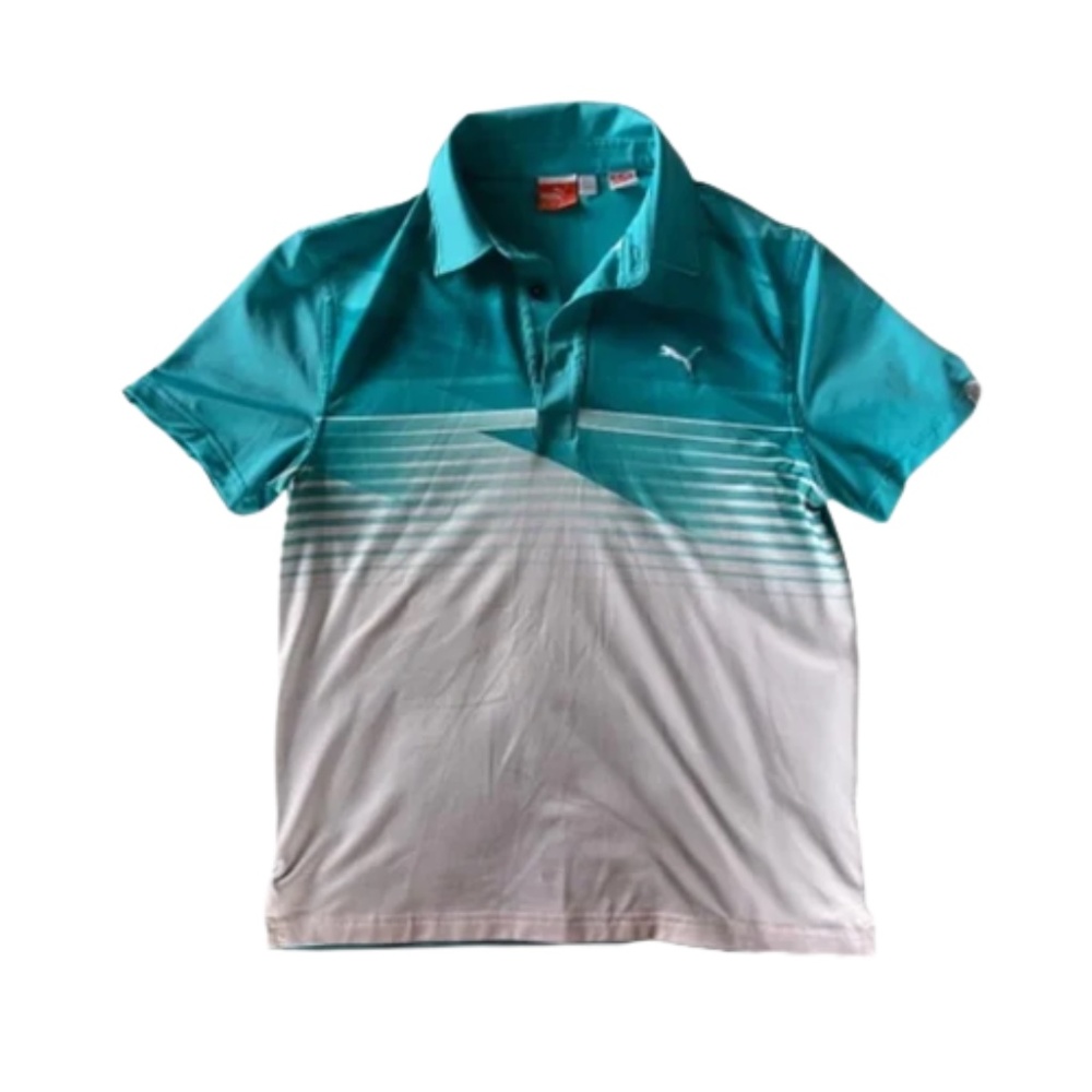 Puma Polo Shirt Blue and White, Size Medium